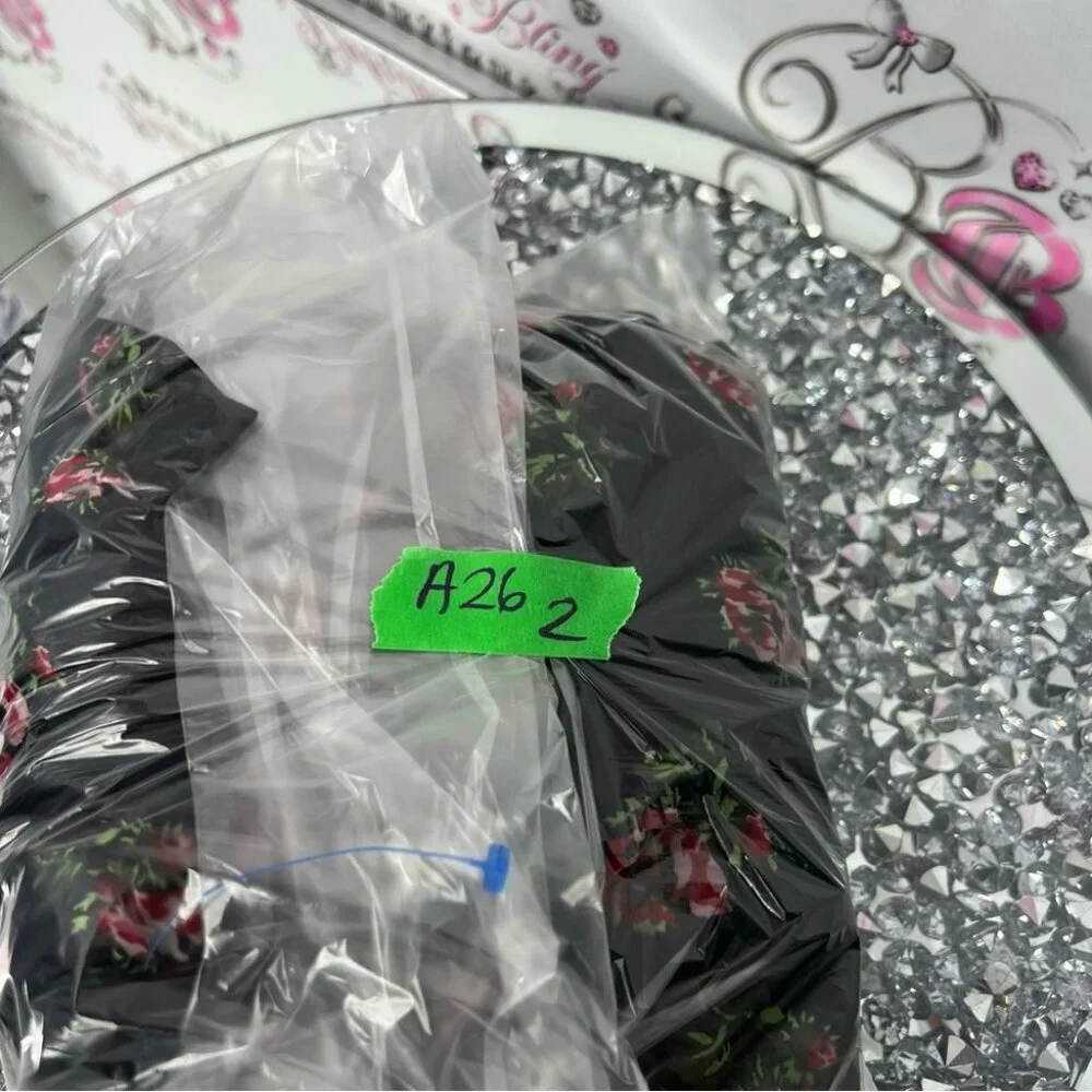 GAP dress roses flowers ruffle bubble sleeve Black Floral Sheer Blouse